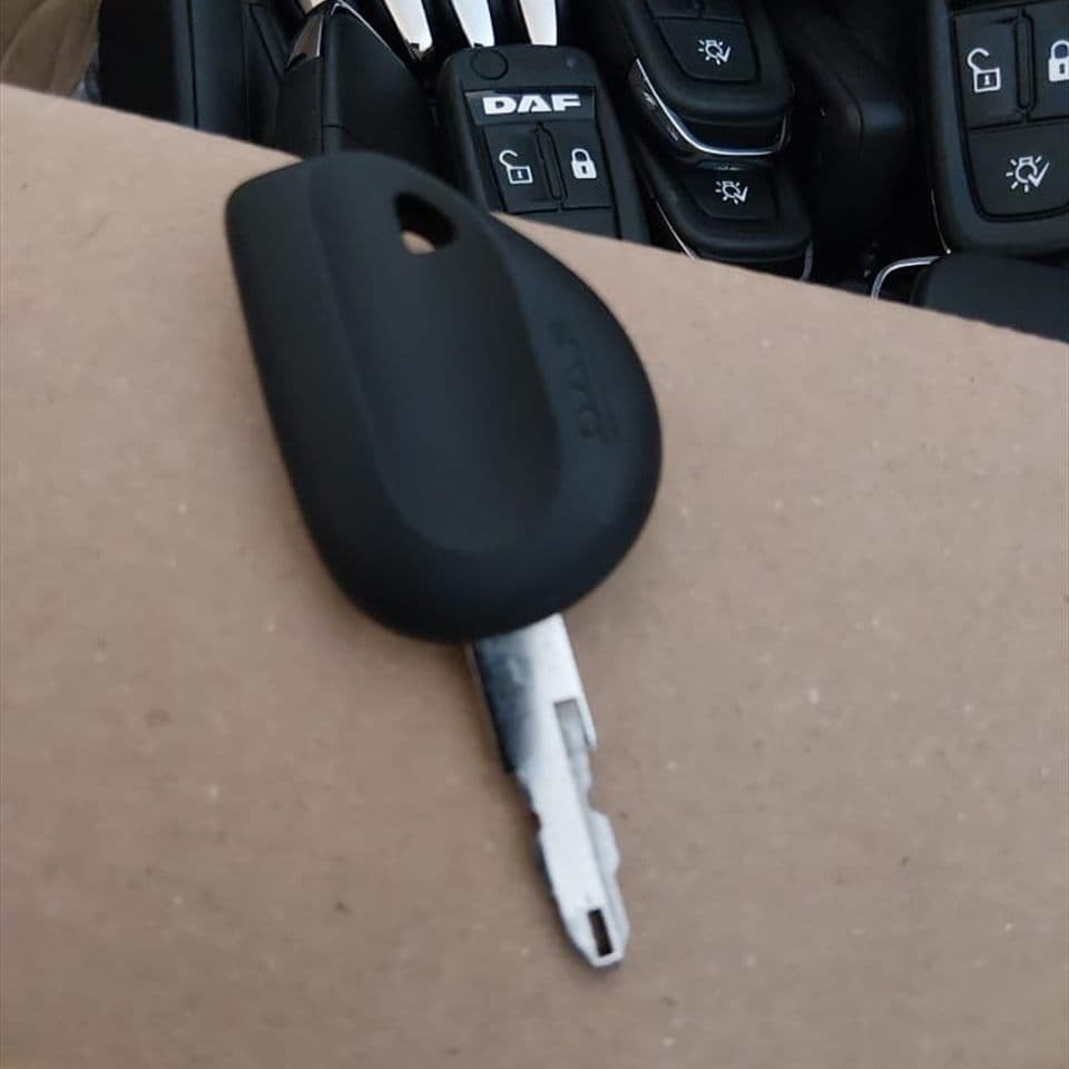 DAF spare truck key blank with programmed fobs ready for testing